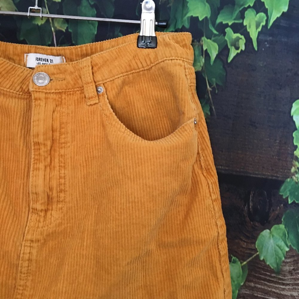 🐯Mustard Yellow Corduroy Mini Skirt
